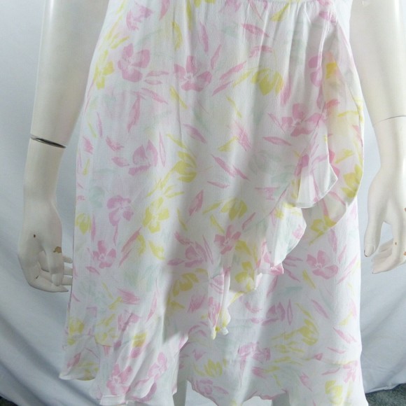 Row A Floral Wrap Dress Size Size L White Ruffle Spaghetti Strap - Picture 5 of 12